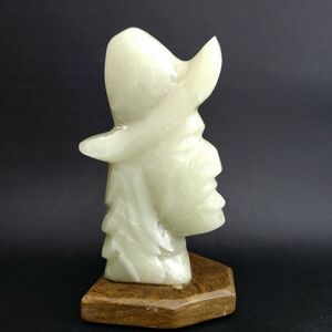 Vintage Carved Green Onyx Cowboy Figure, Cowboy Bust Sculpture